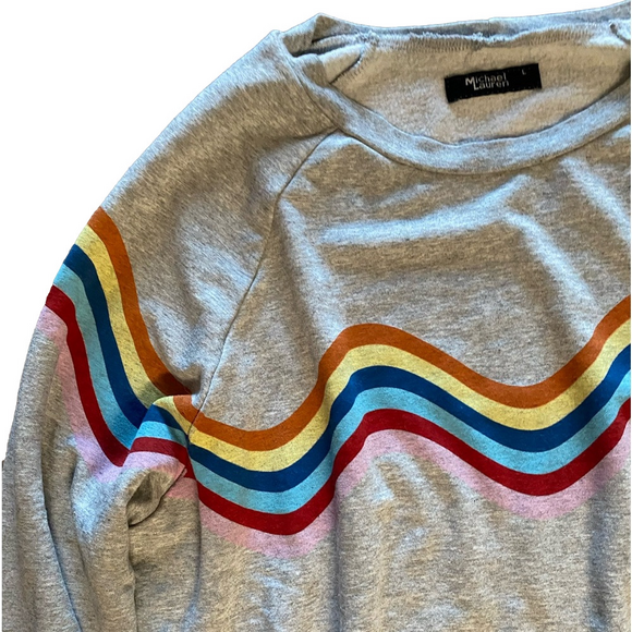 NEW MICHAEL LAUREN RAINBOW STRIPE PULLOVER - Picture 3 of 6